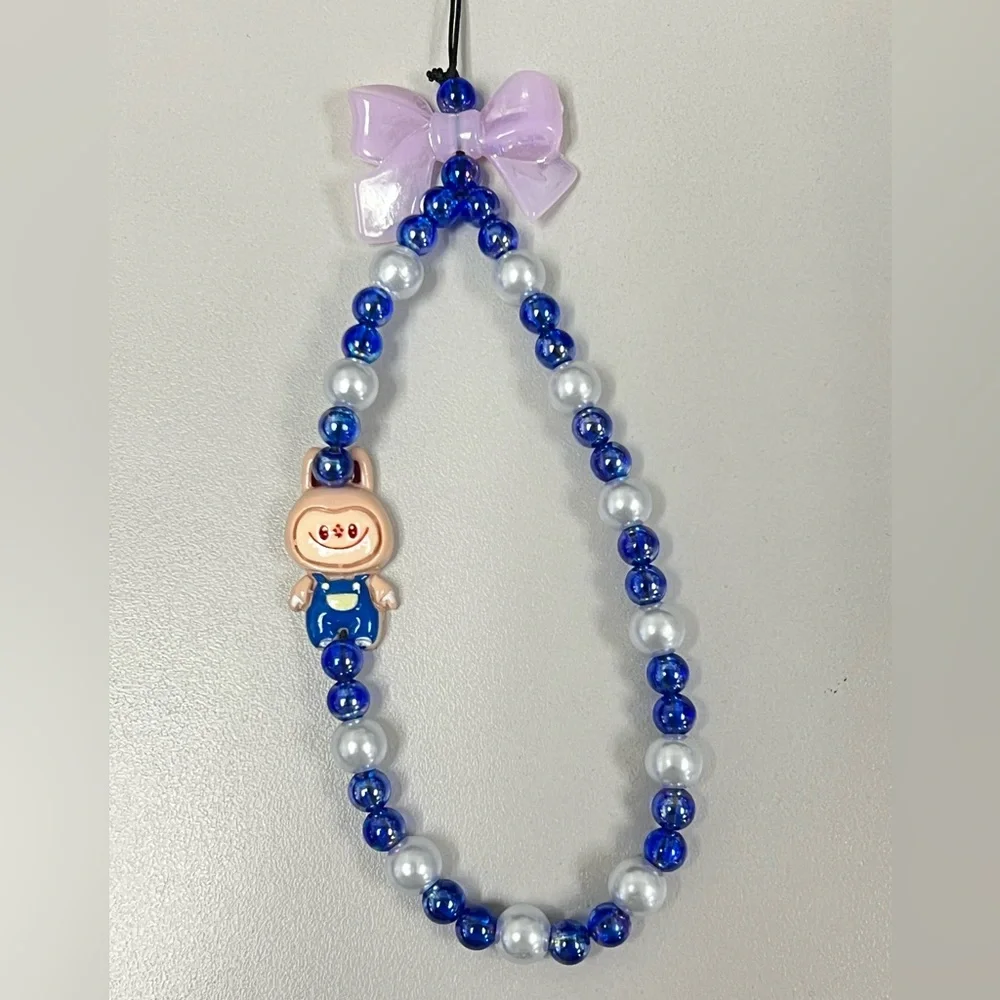 THE FAMOUS LABUBU Beaded Charm Bracelet - Blue and Red/Blue